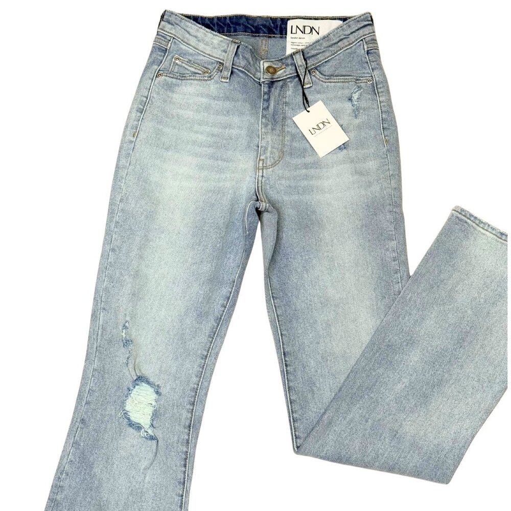 LNDN Light Wash Distressed Straight Leg Jeans | Size 25